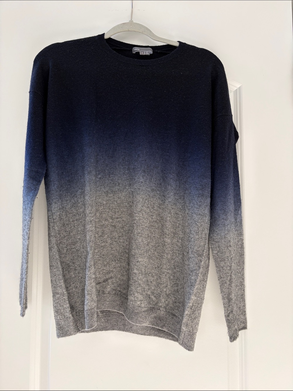 Women’s Gradient Cashmere Blend Crewneck Sweater - Navy to Gray